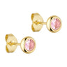 Pink øreringe Crystal Earstud fra Wolff Jewelry med lyserød zirkoniasten i glat guldfatning, set fra siden