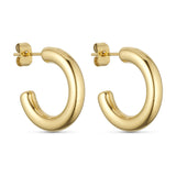 Emmi Hoops 20mm øreringe i guld fra Wolff Jewelry, chunky åbne hoops med stift og lås, set fra siden