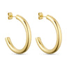 Emmi Hoops 30mm øreringe i guld fra Wolff Jewelry, par set fra siden på lys baggrund
