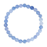 Lyseblåt Jalle armbånd fra Wolff Jewelry med runde stenperler i lyse og mørkere blå nuancer, set ovenfra
