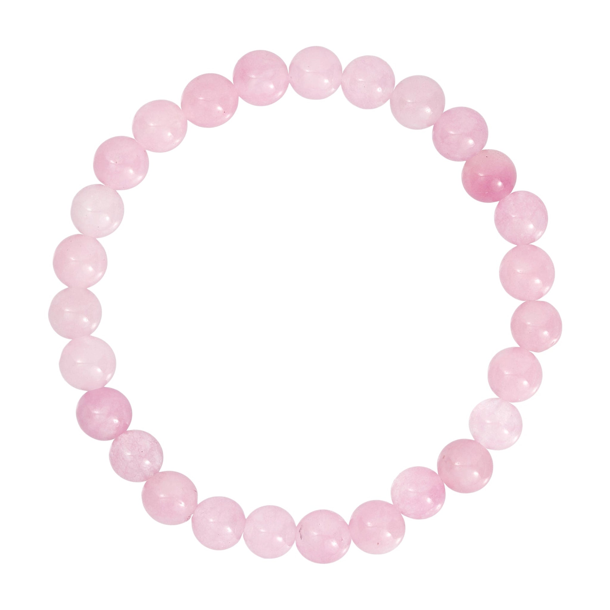 Pink elastisk armbånd Jalle Pearl Bracelet i Rose med runde lyserøde stenperler set ovenfra