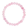 Pink elastisk armbånd Jalle Pearl Bracelet i Rose med runde lyserøde stenperler set ovenfra