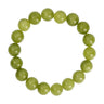 Grønt armbånd Jusi Pearl Bracelet fra Wolff Jewelry med runde, blanke olivengrønne perler af natursten, set ovenfra