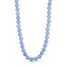 Blå halskæde Jusi Pearl Necklace i Ice blue med runde perler af natursten set forfra på lys baggrund