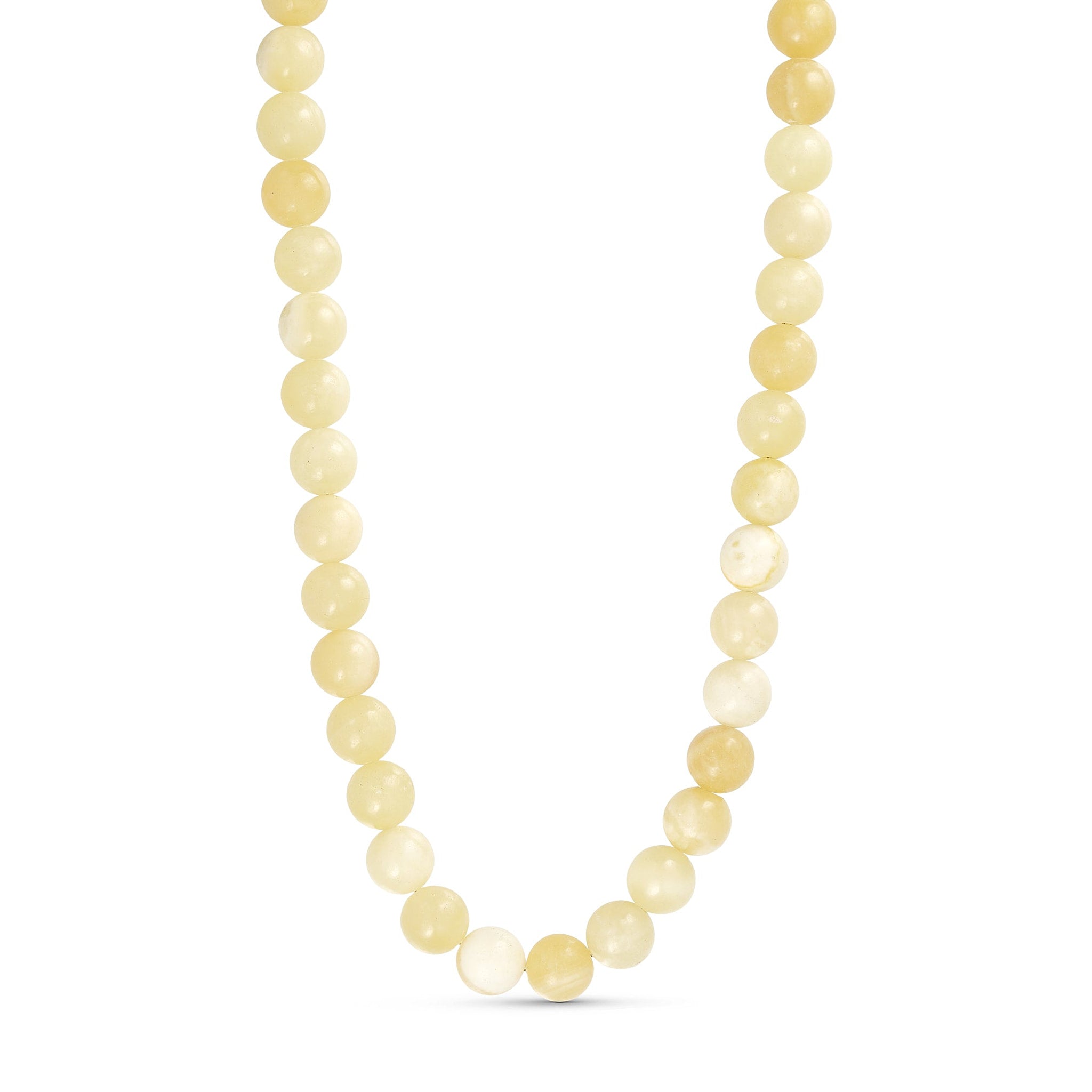 Gul halskæde Jusi Pearl Necklace i Light Yellow med runde natursten i lysegule og cremefarvede nuancer