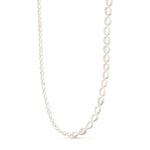 Lissa Pearl Necklace i hvid fra Wolff Jewelry med små og store ferskvandsperler på hvid baggrund