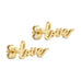 Luna Love Studs øreringe i guld med ordet love i skråskrift, set fra siden på lys baggrund
