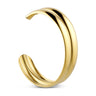 Mindy Bangle armbånd i guld fra Wolff Jewelry set fra siden, åben facon med to blanke afrundede bånd