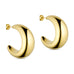 Mindy Hoops guld øreringe fra Wolff Jewelry, blanke chunky hoops med stift set fra siden på lys baggrund