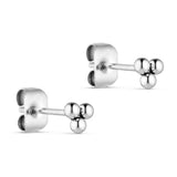 Sølvfarvede øreringe Mini Boble Earstud 2mm fra Wolff Jewelry med tre små kugler og ørelås, set fra siden