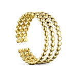 Mini Boble Ring i guld fra Wolff Jewelry med tre rækker små bobler og åben underside, set fra siden