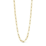 Mini Chain Charm Necklace halskæde i guld med aflange ovale led på lys baggrund