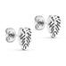 Palm Leaf Earstud øreringe i sølv fra Wolff Jewelry, to ørestikker formet som palmeblad set fra siden med bagstykker