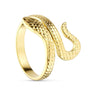 Snake Ring - Gold fra Wolff Jewelry, guldfarvet ring formet som en slange med hoved, buet hale og skælmønster, set fra siden