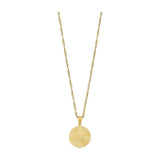 Guldfarvet halskæde Sunny Necklace fra Wolff Jewelry med snoet kæde og rundt vedhæng med stråleformede riller