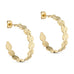 Sunny Petit Hoops guldfarvede øreringe fra Wolff Jewelry med stjernemønster, set fra siden på lys baggrund