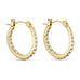 Tara Hoops 21 mm øreringe i guld med klare sten fra Wolff Jewelry set på skrå mod lys baggrund