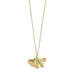 Tempy halskæde i guld fra Wolff Jewelry med vedhæng formet som et ginkgoblad, set forfra på lys baggrund