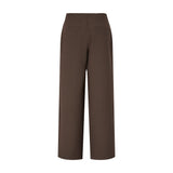 Brune wide leg bukser fra YAS set bagfra med to lommer bagpå